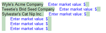 3. Security name and market value
