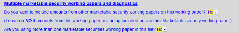 7. Multiple marketable security working papers and diagnostics