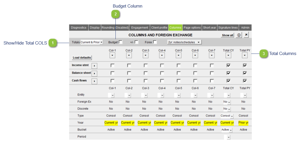 Column Settings