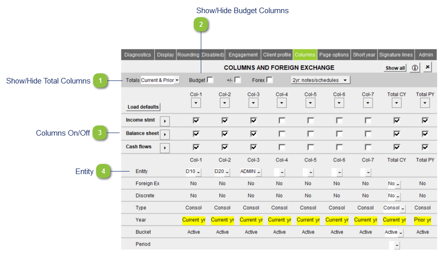 Column Settings