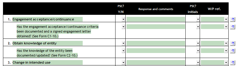 3. Checklist Table Features