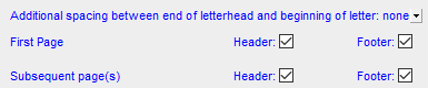 3. Header and footer options