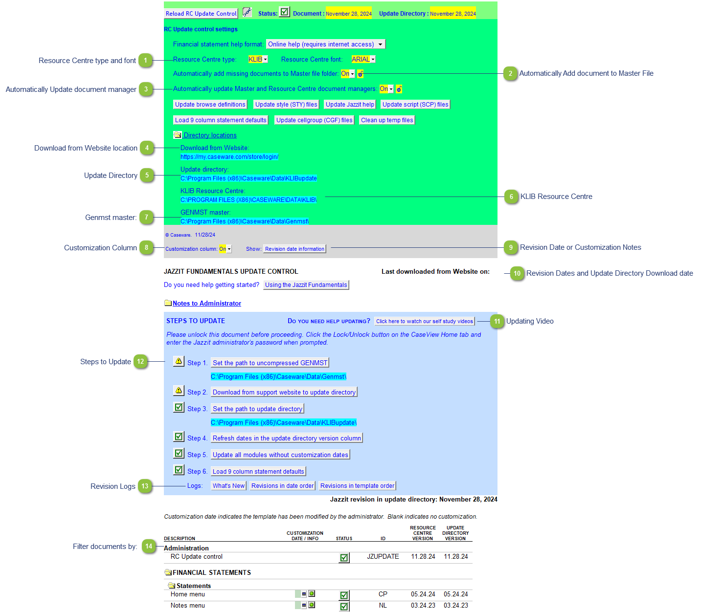 Options in RC Update Control (JZUPDATE)