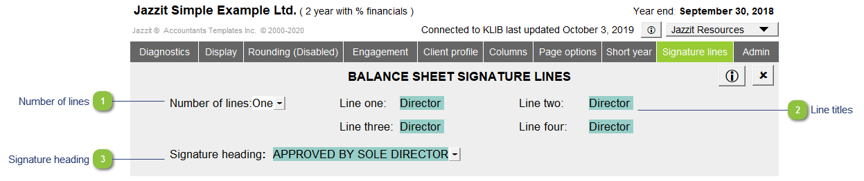 Signature Lines from Home Menu Settings