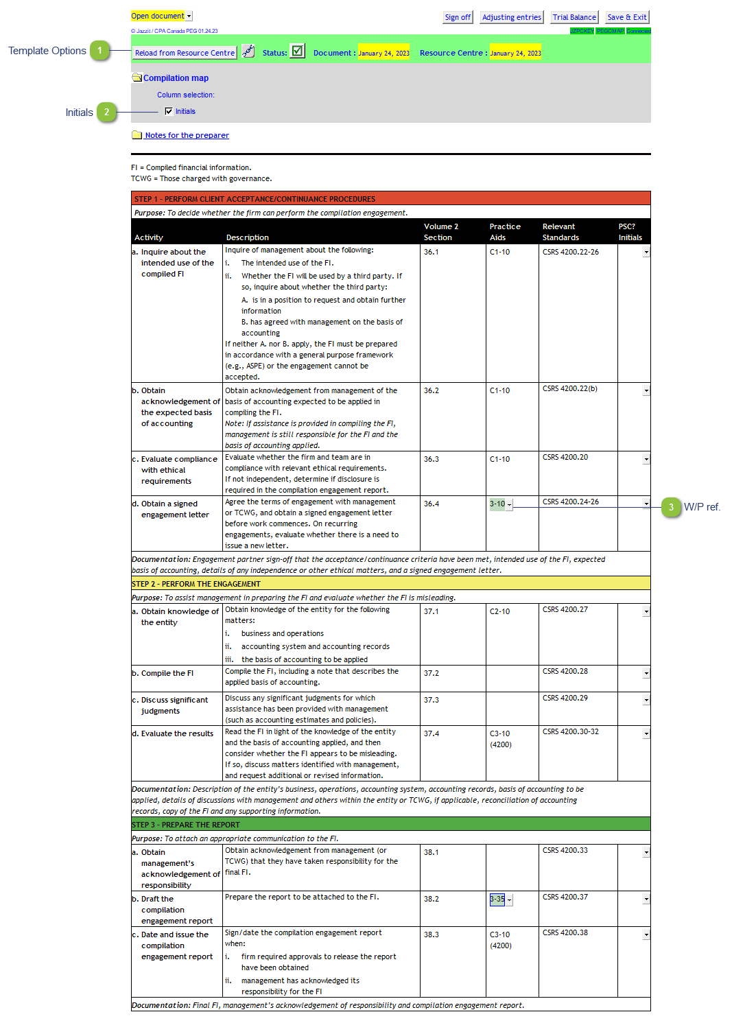 The PEG 3-step CSRS 4200 compilation approach (CAMAP (4200))