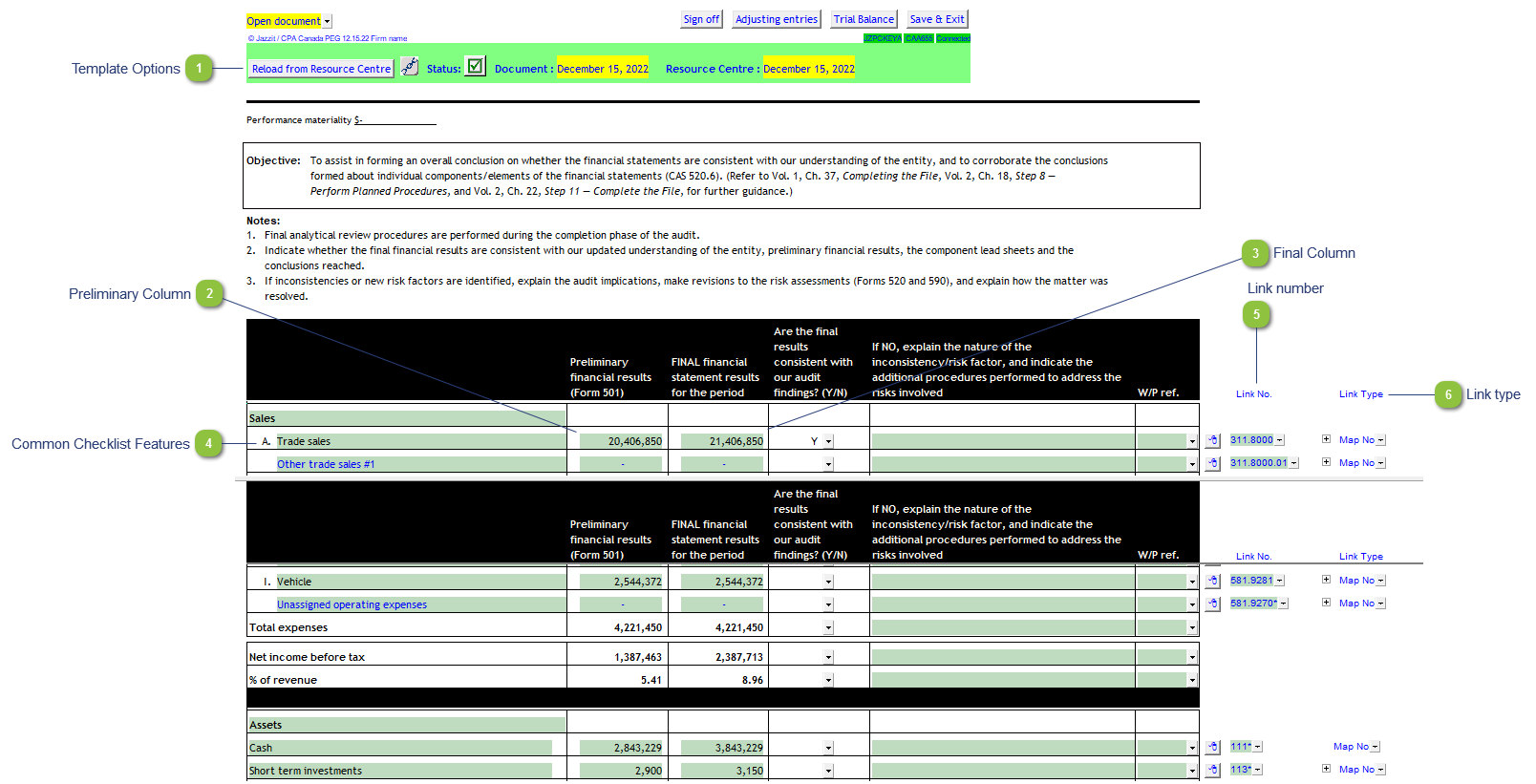 Worksheet — Final analytical procedures (655)